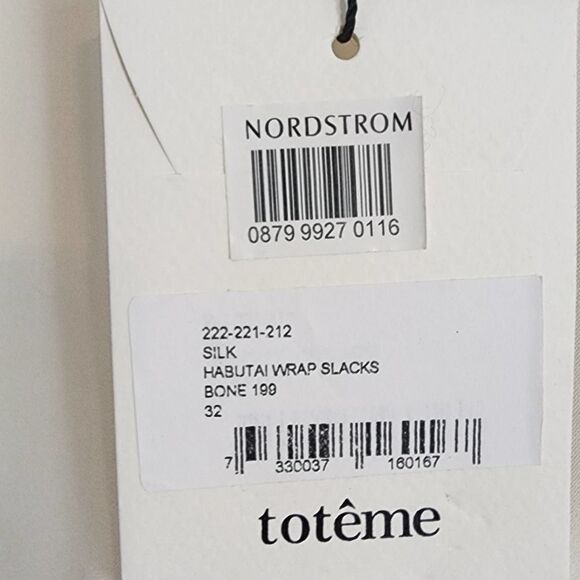 NWT Toteme Habitual Wrap Wide Leg 100% Silk Ivory Trousers Rare Find SZ EU 32 - Picture 4 of 13